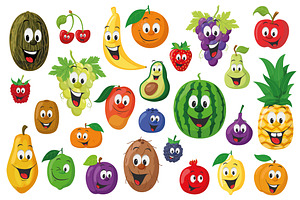 26 Fruit Characters In Cartoon Style