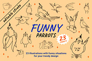 23 Funny parrots vector illustration, an Animal Illustration by Yanakicc (Thumbnail 1 of 9)