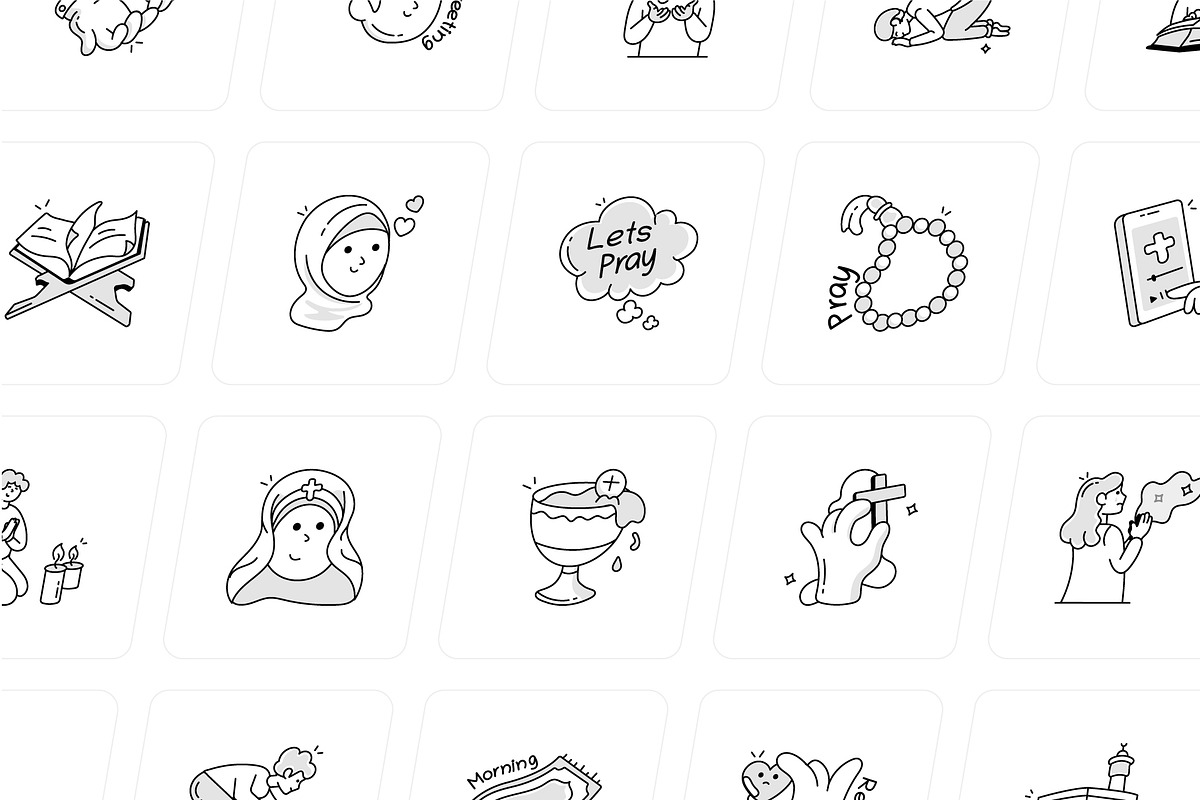 Prayer Doodle Icons Collection, an Outline Icon by Vectors Market (Photo 7 of 10)