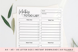 Monthly To Do List Printable