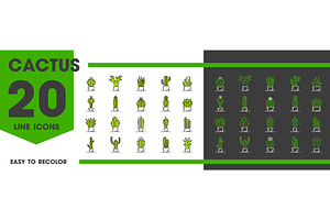 Cactus succulent line icons, an Object Illustration by Vector Tradition