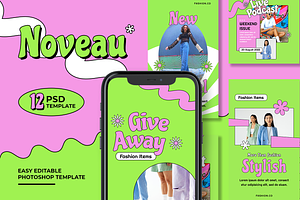Noveau Y2K Instagram Template, a Social Media Template by Shinra Labs