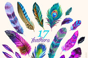 Watercolor Feathers, a Decorative Illustration by RosaPompelmo (Thumbnail 1 of 4)
