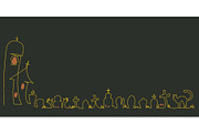Spooky Halloween Cemetery Border, a Seasonal Illustration by Valenty (Thumbnail 1 of 3)