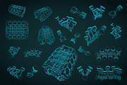 Engine Block and Pistons Blueprints, a Transportation Illustration by Blacklight (Thumbnail 1 of 3)