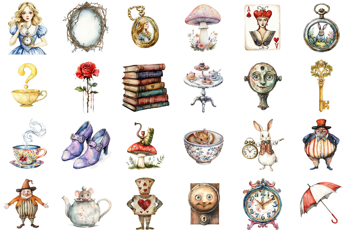 Vintage Alice in Wonderland Clipart, an Illustration by Sublimation Artist (Photo 2 of 6)