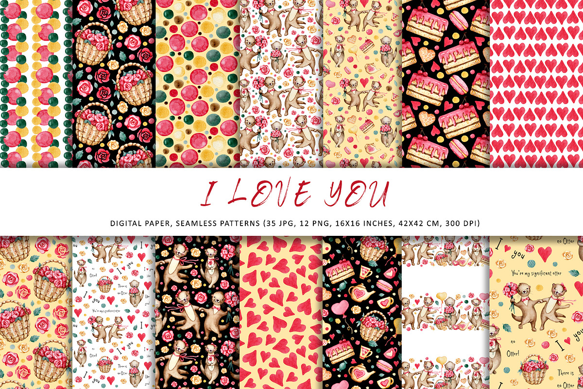 Love Otter, clipart, digital paper, an Animal Illustration by Artmanata (Photo 3 of 17)
