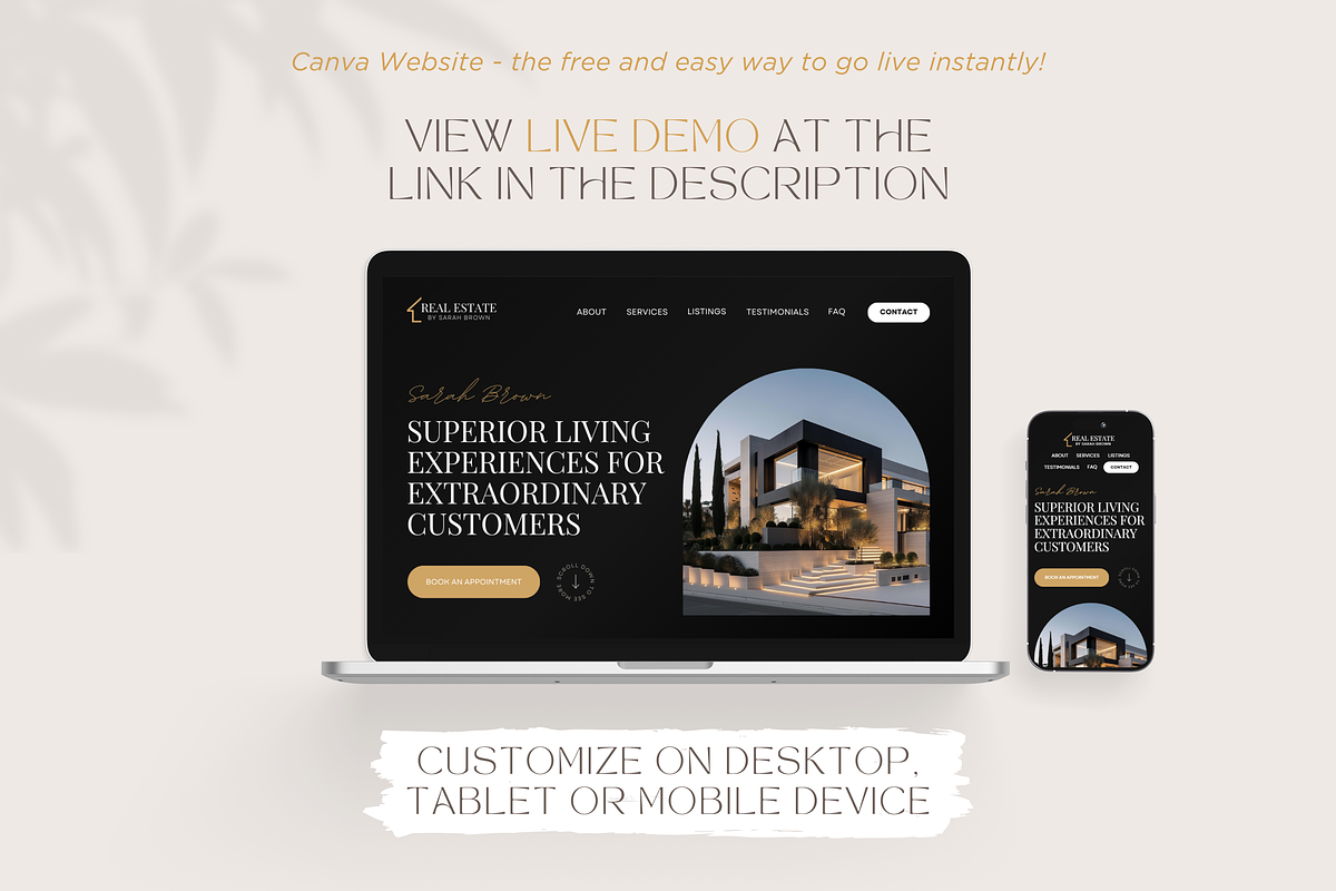 Real Estate Canva Website Template, a Landing Page Template by vectorocean