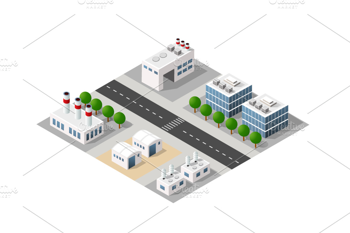 City module creator isometric concept