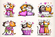 Quirky Valentines Cats Clipart, an Illustration by Dream Creation (Thumbnail 3 of 7)