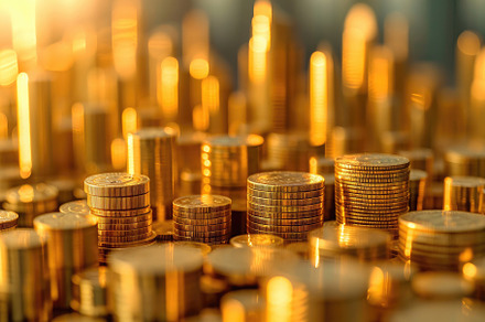 A collection of golden coins is neat, a Photo by Iftikhar Alam