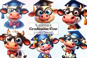 Watercolor Funny Graduation Cow PNG, an Illustration by CraftArtStudio (Thumbnail 1 of 6)