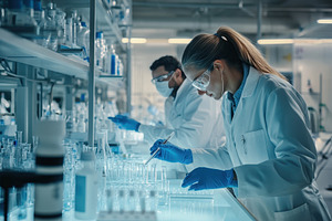 Scientists & technicians collaborate, a Photo by Pavel_design