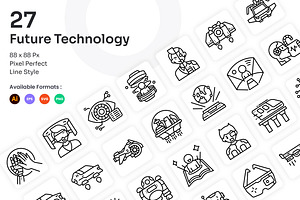 Future Technology Icons Set - Line, an Outline Icon by Kmg Design