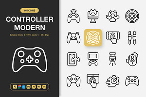 Controller Modern Icons, an Outline Icon by Spacepixel Creative