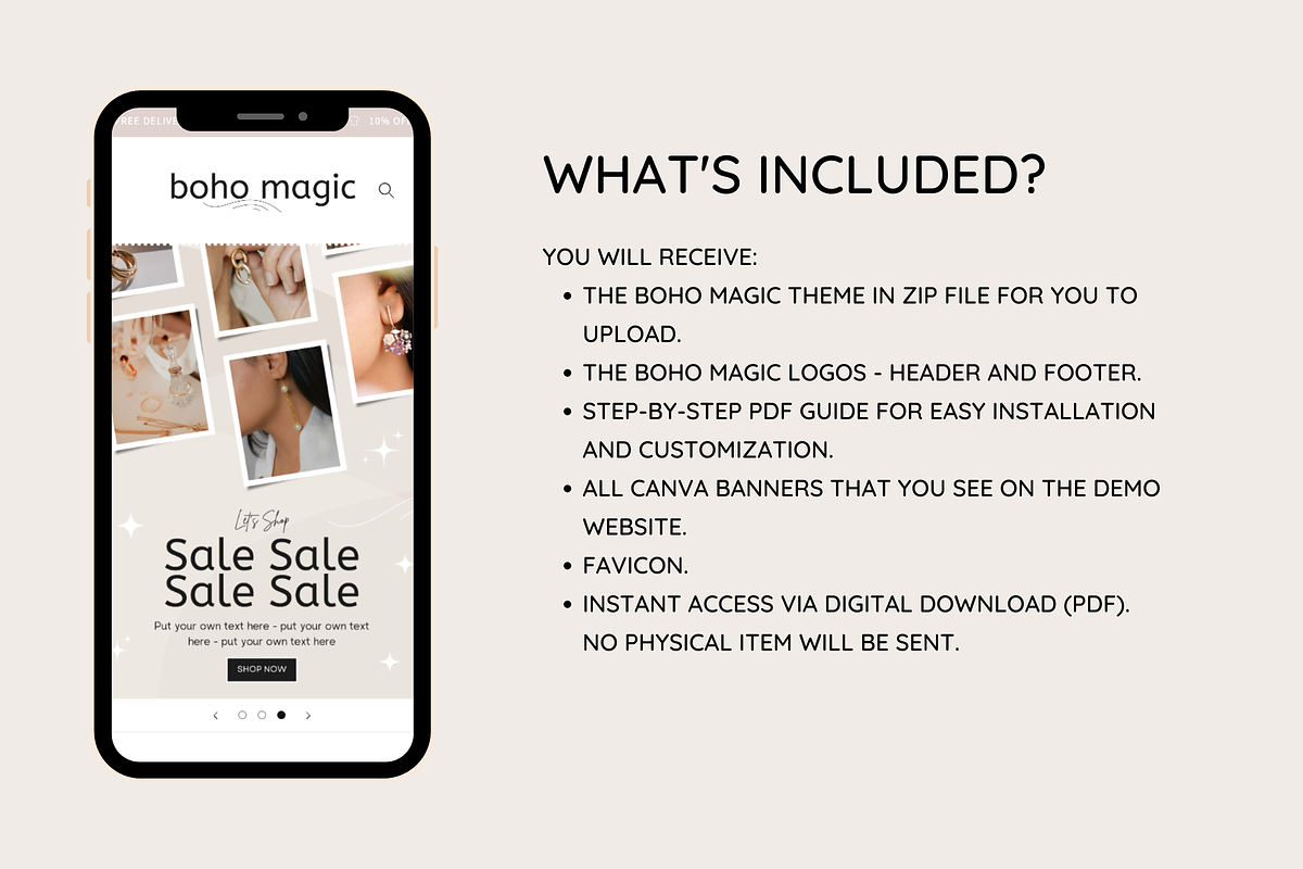 Boho Magic Shopify Theme, a Shopify Template by SunshineStudioBoutique (Photo 2 of 10)