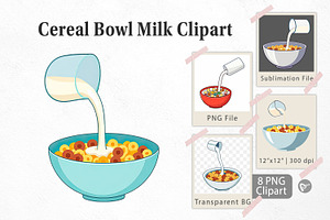 Cereal Bowl with Milk Clipart, a Graphic by Artnoy