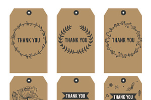 Thank you Printable Tags on Black, a Card Template by MooBeer