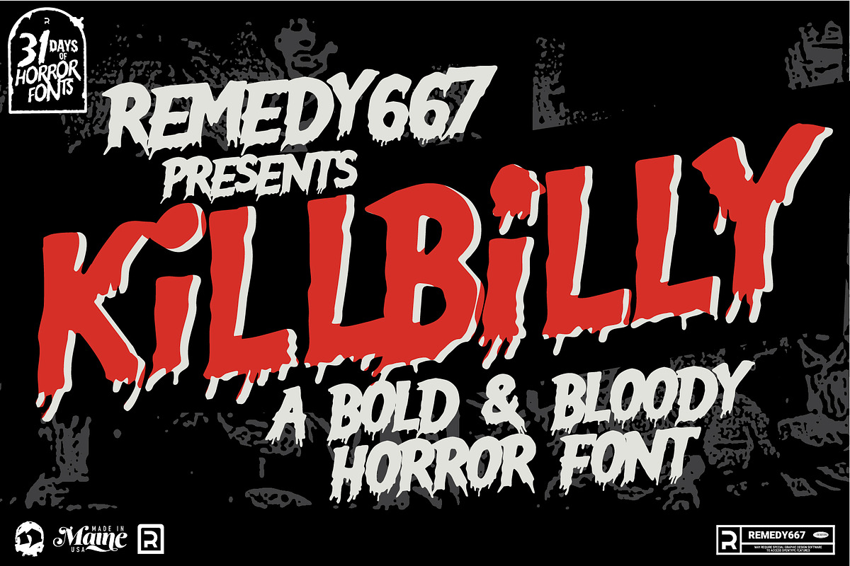 Killbilly - Rotating Horror Font, a Handwritten Font by Remedy667 (Photo 1 of 7)