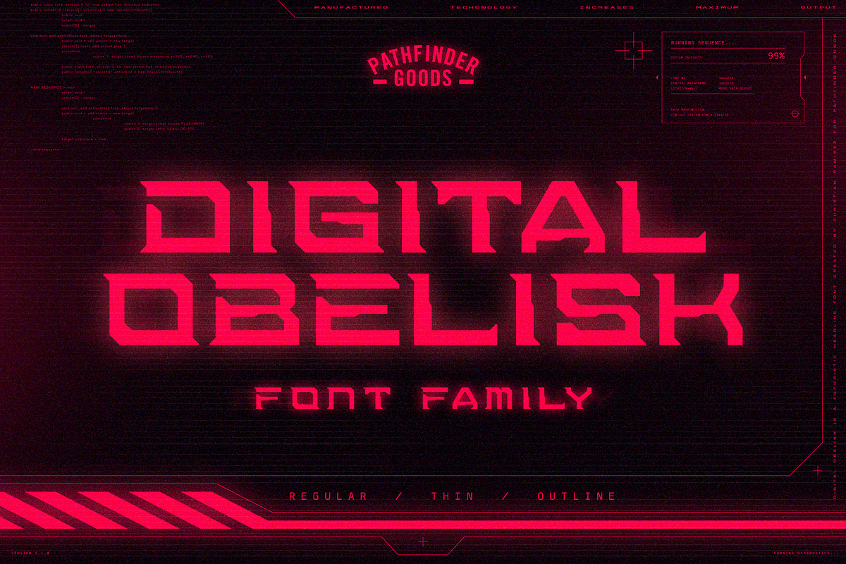 Digital Obelisk – A Cyberpunk Font, a Serif Font by Pathfinder Goods (Photo 1 of 9)