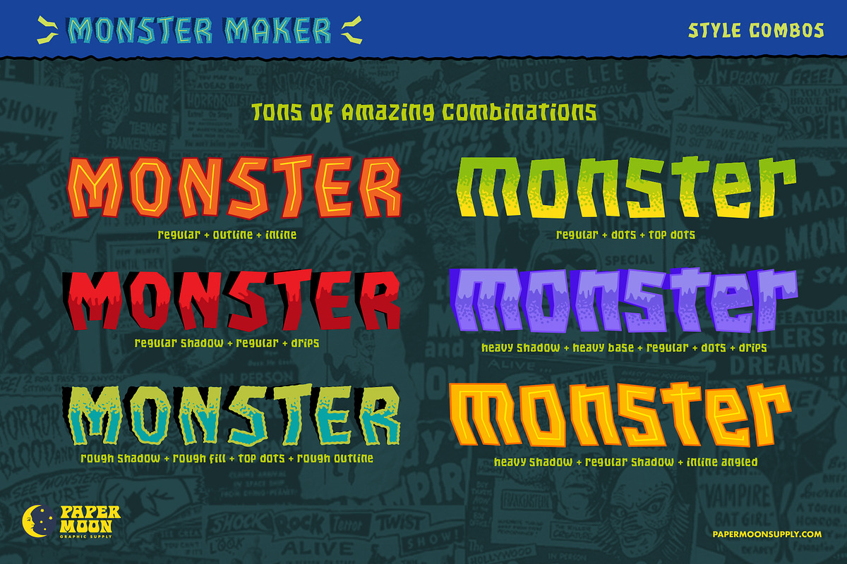 PM Monster Maker Type System, a Sans Serif Font by Paper Moon Graphic Supply (Photo 3 of 11)