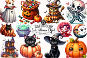 Watercolor Cute Halloween Clipart Bu, an Illustration by Designking (Thumbnail 1 of 4)