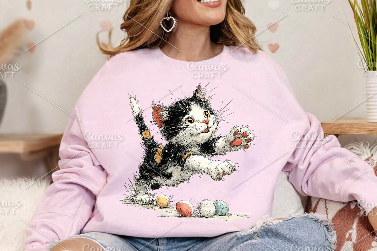 Whimsical Easter Cats Clipart Bundle, an Illustration by Canvas Craft (Photo 4 of 7)