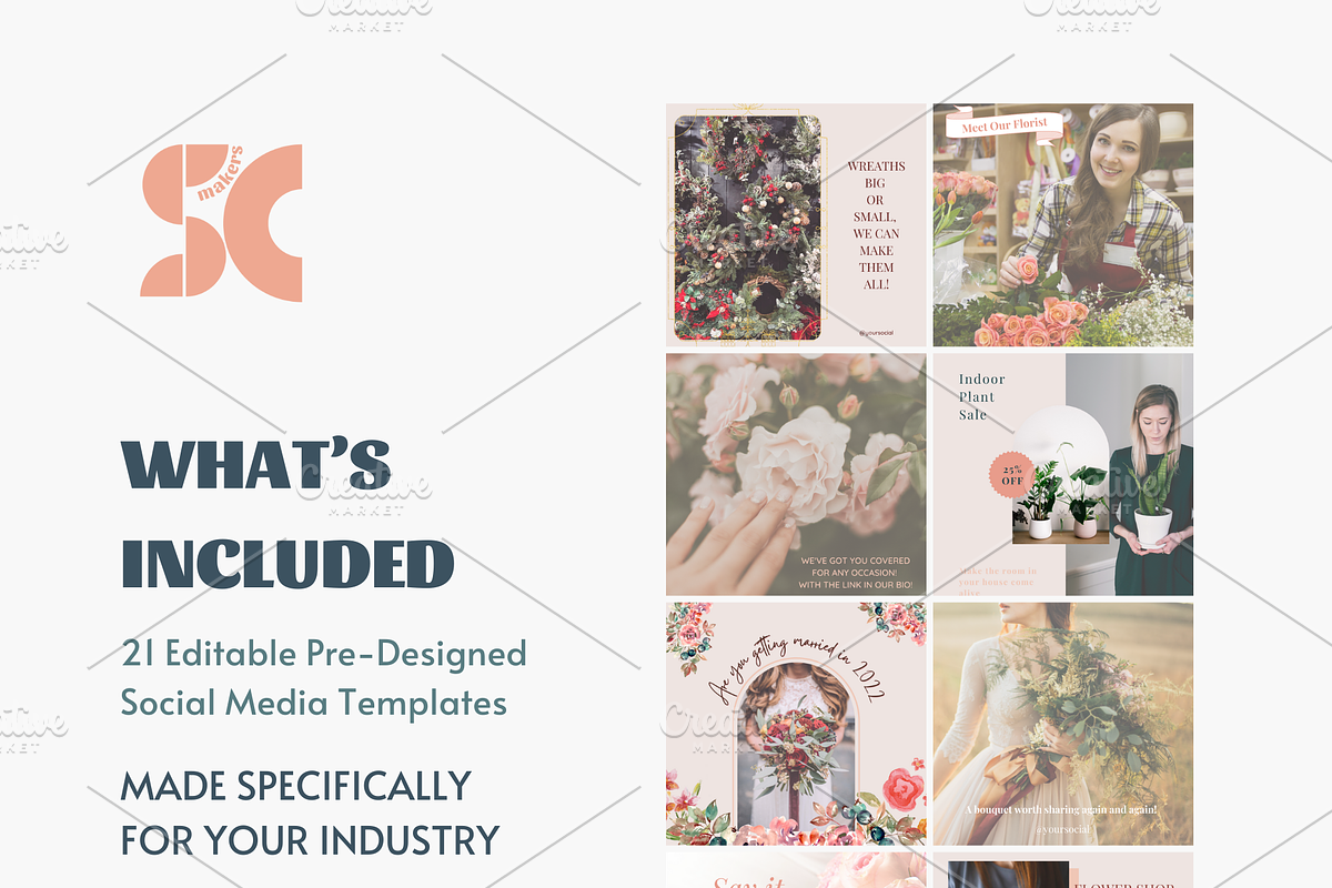 Social Media Templates for Florist, a Social Media Template by SmallMakersContent (Photo 2 of 6)