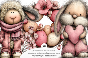 Farmhouse easter decor clipart, an Illustration by SinaCreation