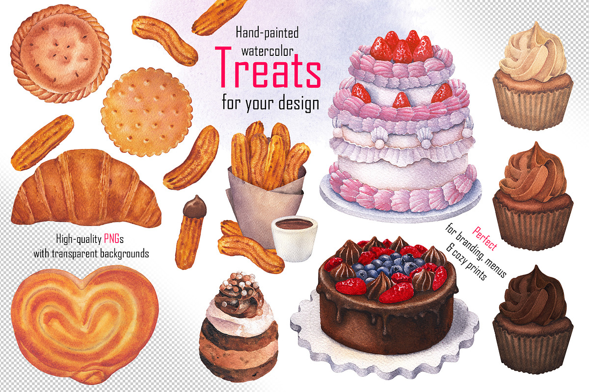 Confectionery watercolor collection, a Food Illustration by Ekaterina Glazkova (Photo 6 of 8)