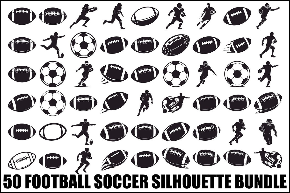 Football Soccer Silhouette Bundle, an Illustration by hafijul (Photo 1 of 51)