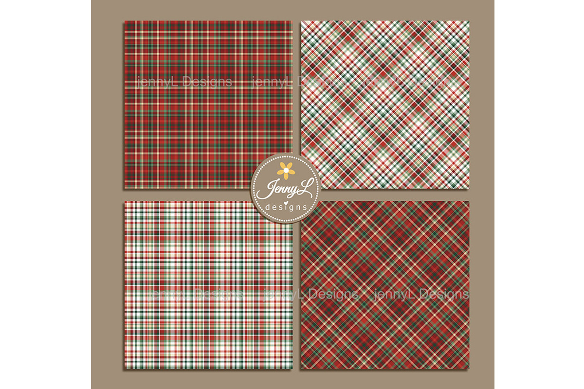 Christmas Plaids Digital Papers, a Pattern Graphic by JennyL Designs (Photo 3 of 7)