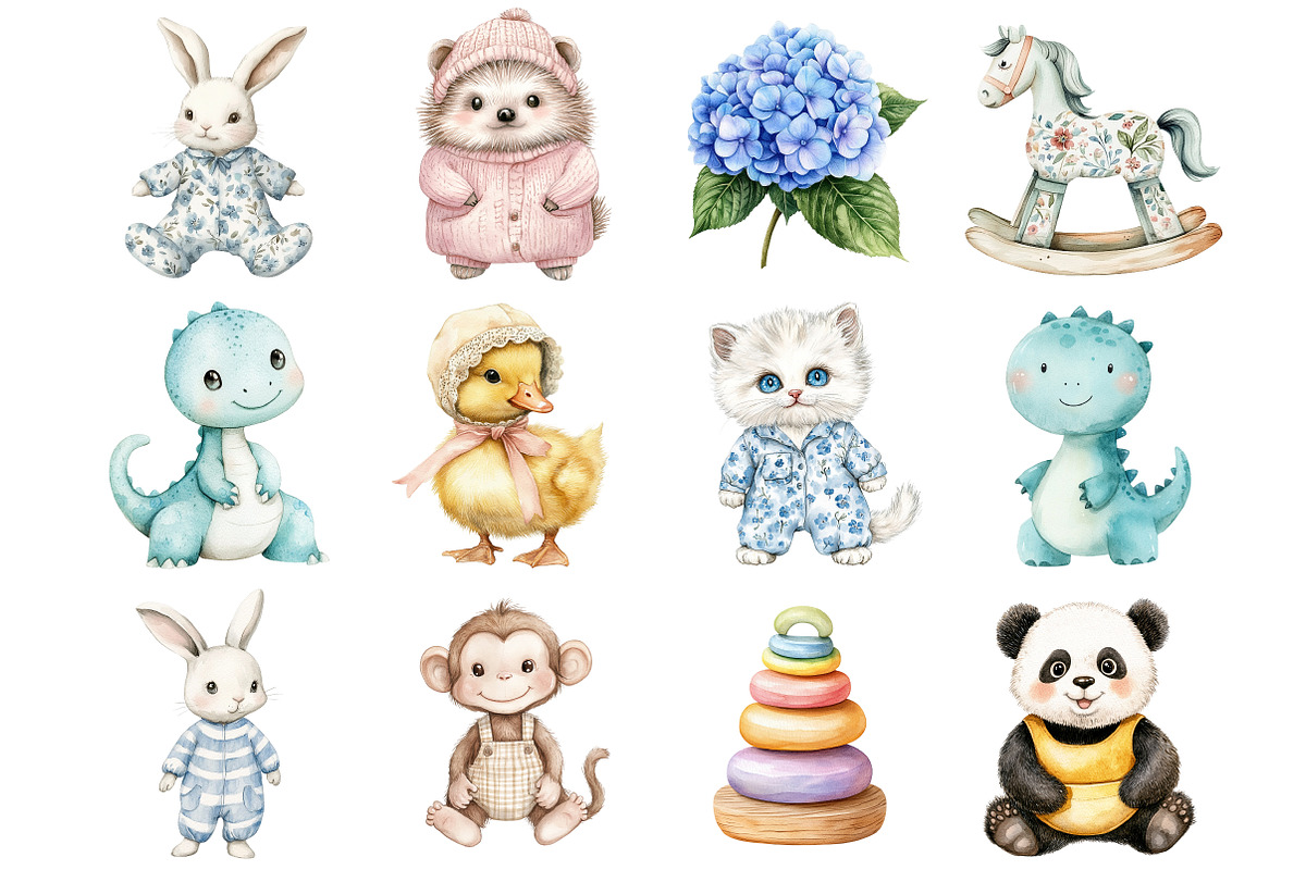Watercolor Neutral Nursery Clipart, a Seasonal Illustration by CitraGraphics (Photo 2 of 4)