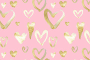 Golden hearts 2 seamless pattern, a Pattern Graphic by kizi (Thumbnail 1 of 4)