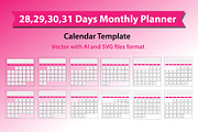 Monthly Planner Calendar Template, a Stationery Template by VL Shop (Thumbnail 1 of 7)