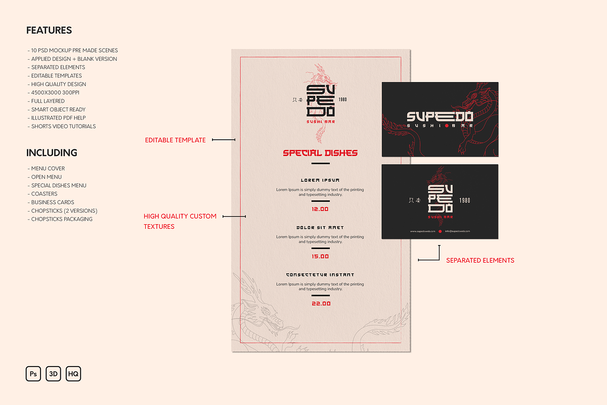 Sushi Bar Menu and Branding Mockup, a Books & Magazine Mockup by Catkie - Digital Art (Photo 3 of 14)