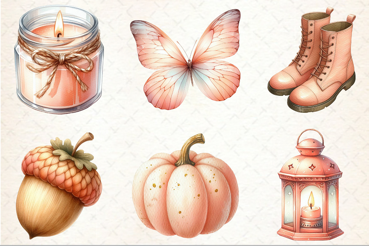 Peach Colored Autumn Clipart, an Illustration by Rose Art (Photo 2 of 8)