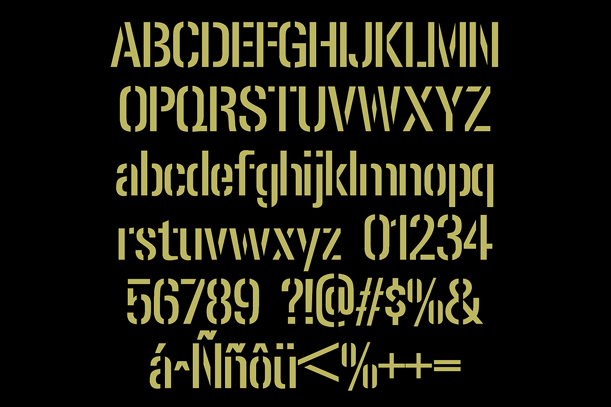 Farofa - stencil typeface preview 2