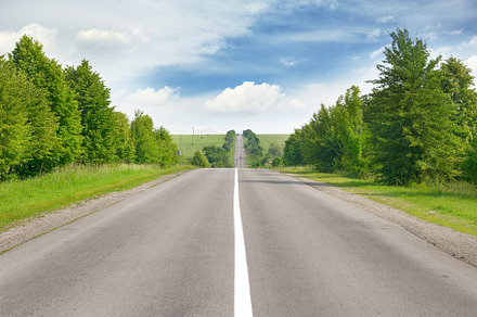 highway among green fields and blue sky, a Transportation Photo by Serg64
