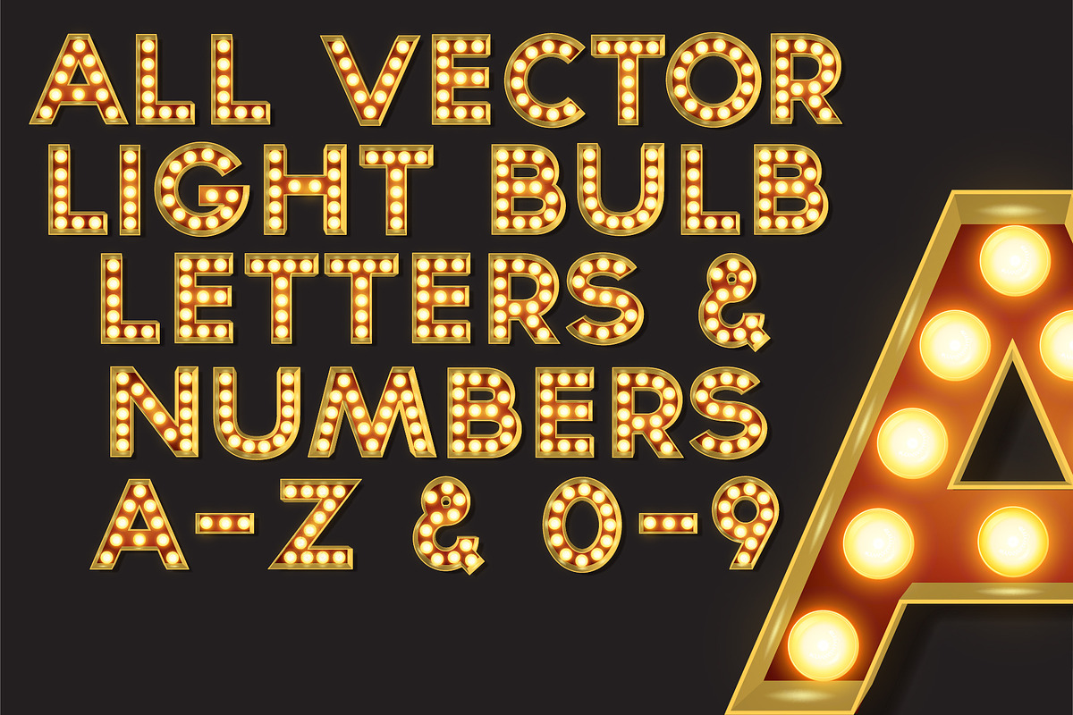 Vector Light Bulb Marquee Letters, an Object Graphic by ACF Designs (Photo 1 of 2)