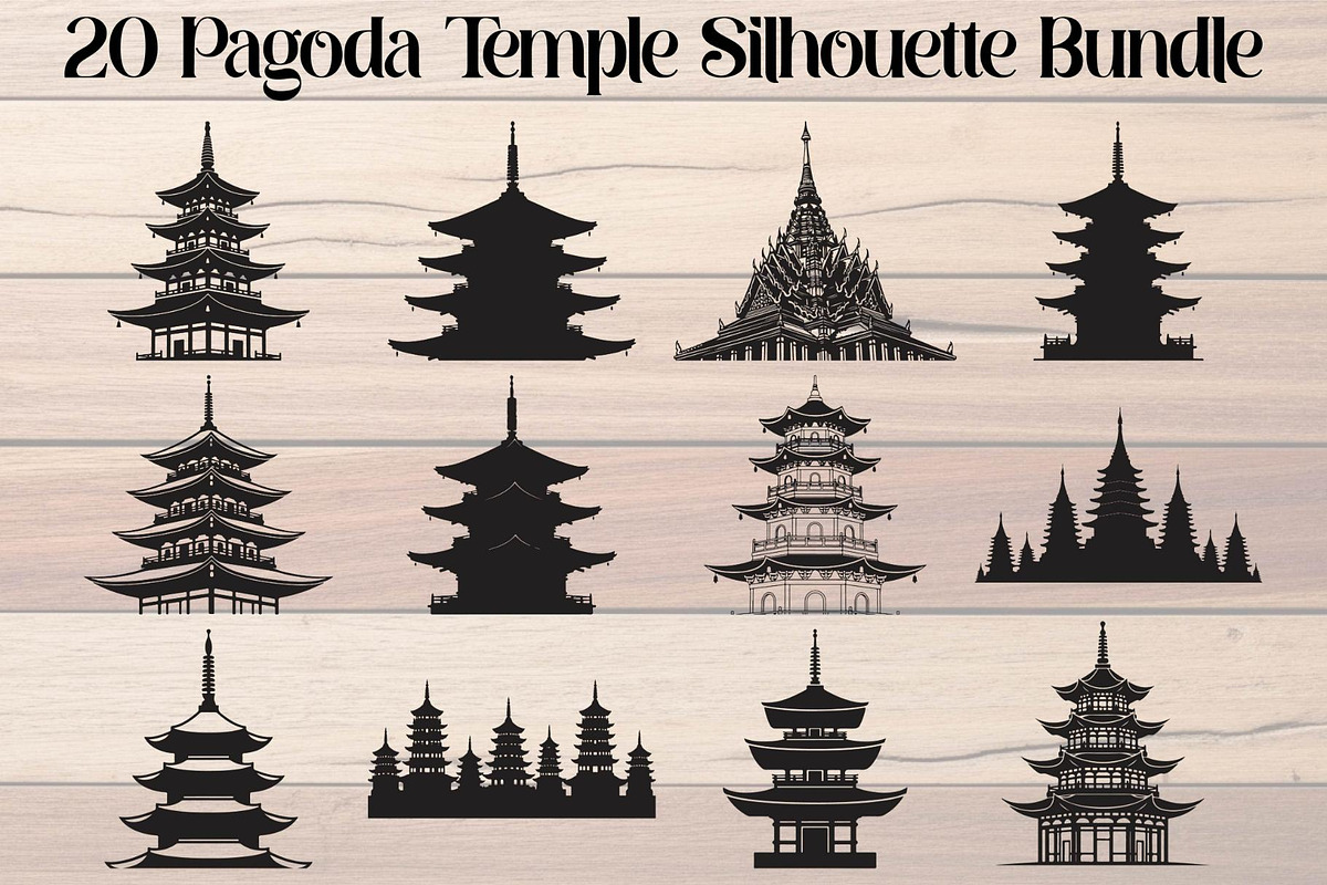 Pagoda Temple Silhouette, an Object Graphic by Designer_Momina (Photo 1 of 20)