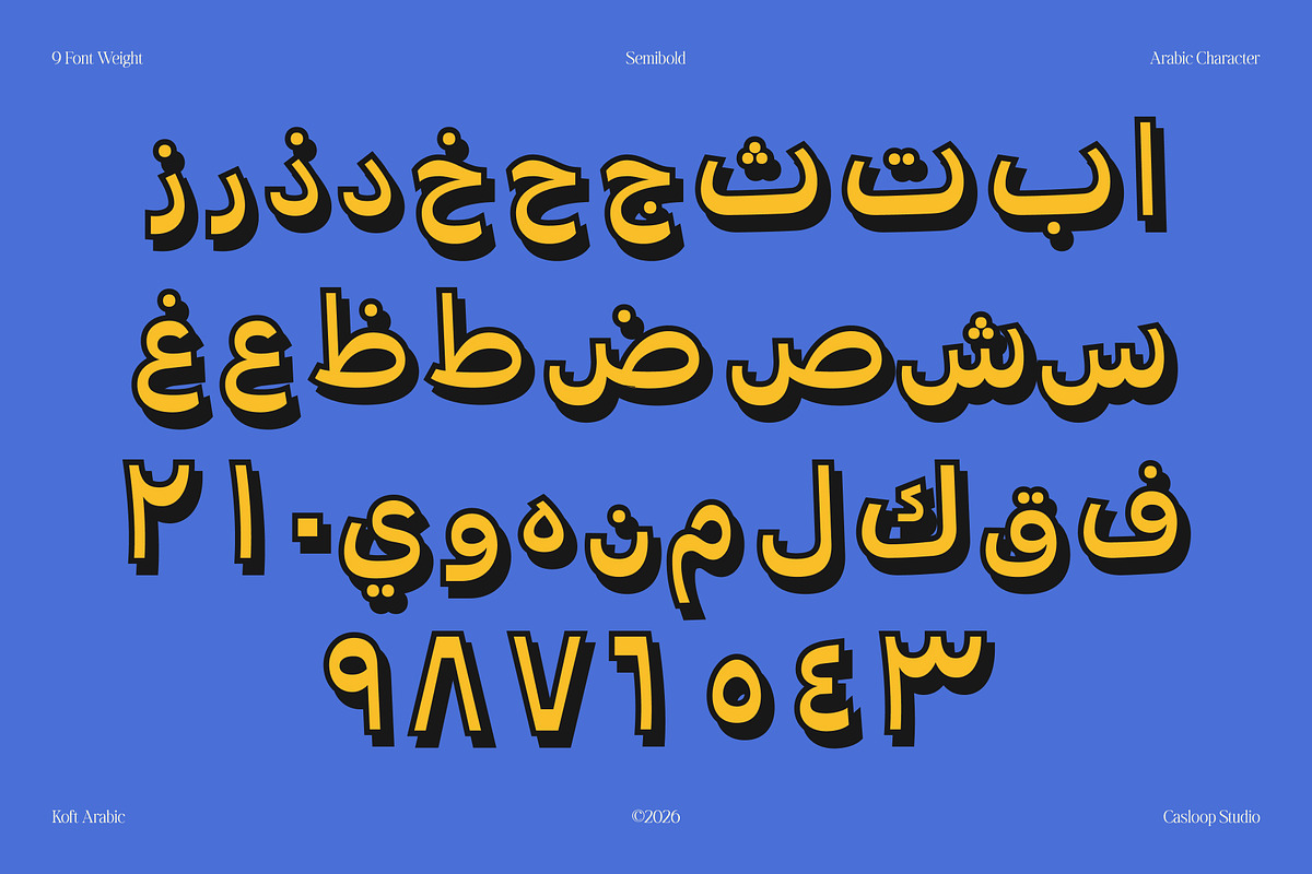 Koft Arabic – Modern Funky Arabic, a Sans Serif Font by Casloop Studio (Photo 2 of 10)