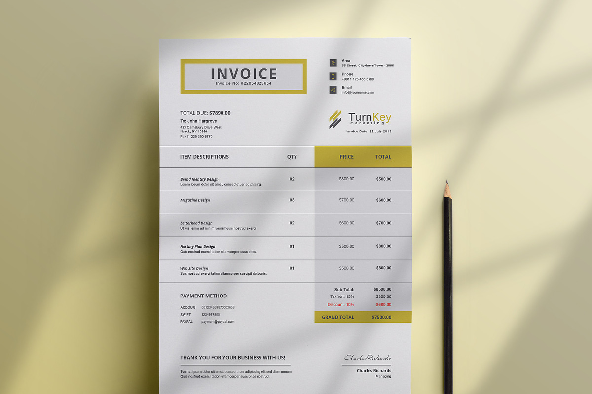 Invoice, a Stationery Template by TelaTemplates (Photo 6 of 9)
