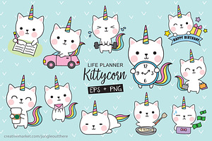 Caticorn Planner Set Vector And PNG