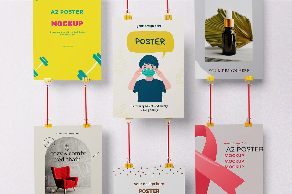 A2 Hanging Poster Mockup, a Print Template by 2M GRAPHICS DESIGN (Photo 2 of 10)