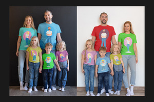 Happy Family T-Shirt Mock-Up Set