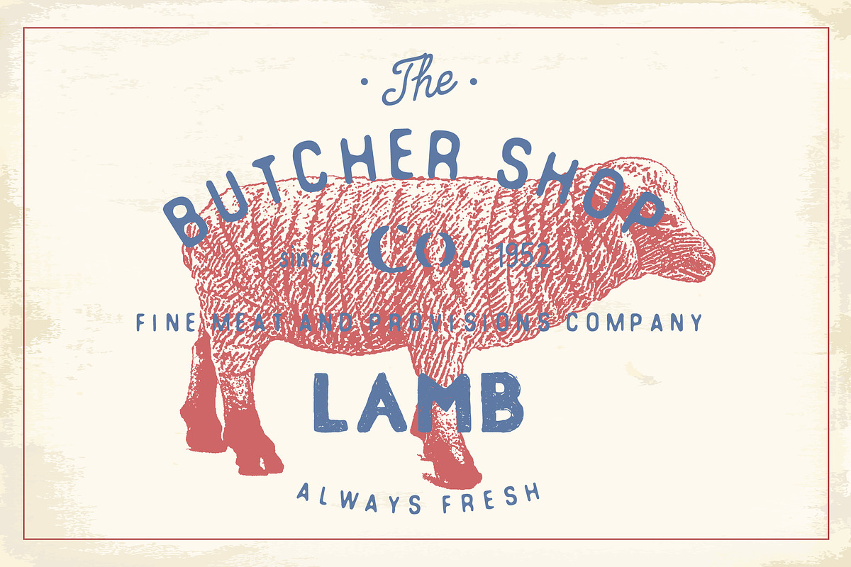 Butcher Shop Lamb Logo Template, an Animal Illustration by Lemon Workshop (Photo 2 of 3)