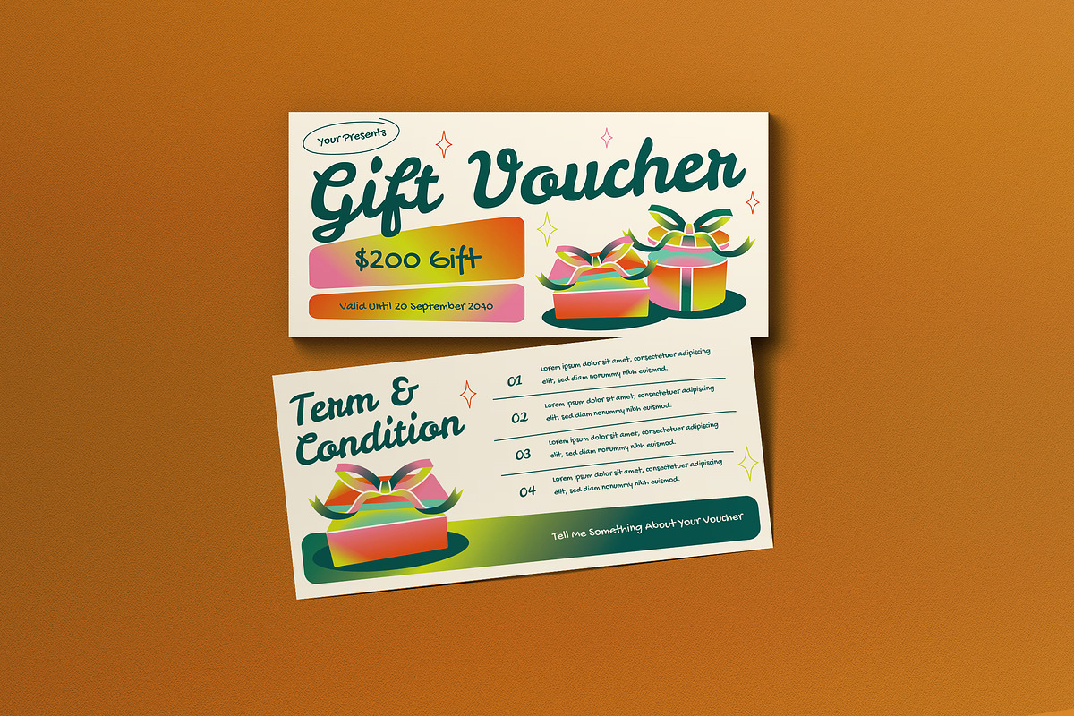 Green Gradient Gift Voucher, a Card Template by graphicook (Photo 3 of 3)