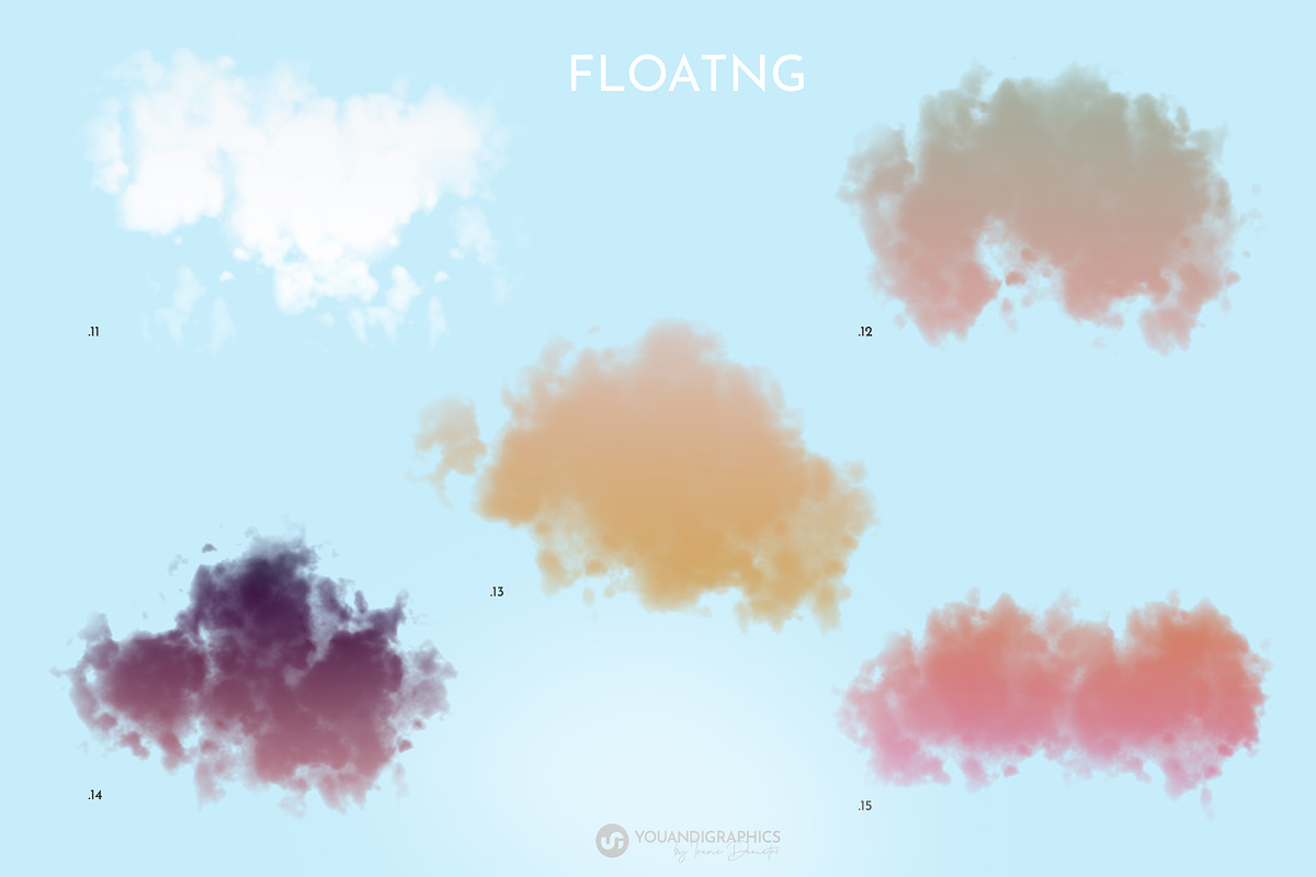 Floating Colorful Clouds | PNG/PSD, a Graphic by Youandigraphics (Photo 11 of 14)