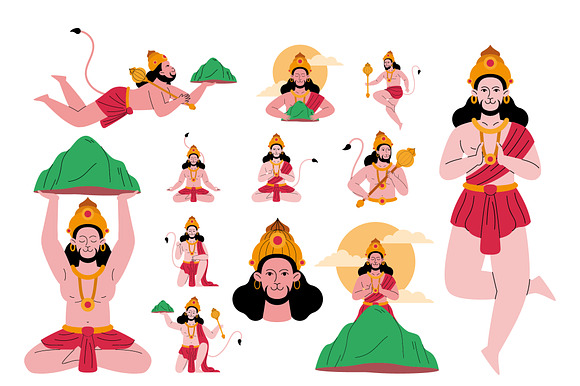 Lord Hanuman Illustration Set preview 2